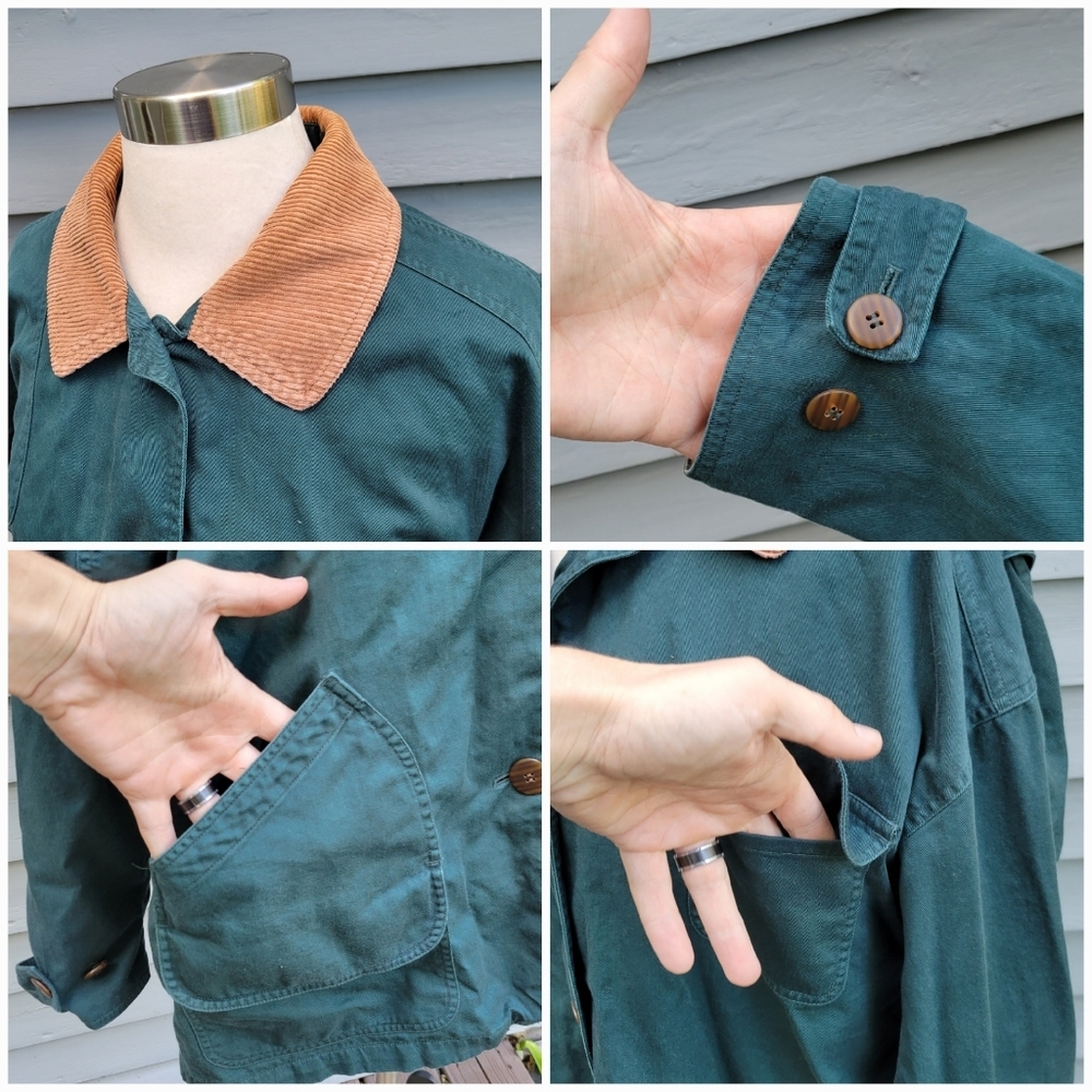 Vintage 90s y2k Outbrook Forest Green Plaid Lined Chore Work Farm Coat Jacket Lg - Picture 4 of 6
